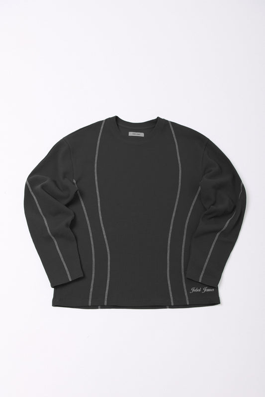 Black Waffle Knit Long Sleeve